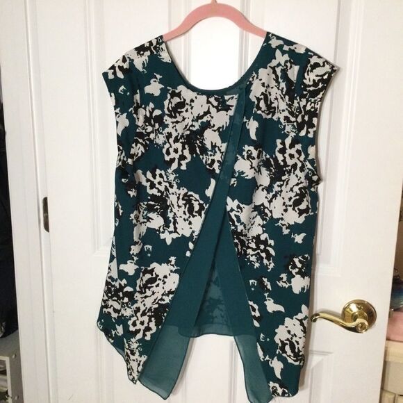 NWOT Banana Republic L Open Back Forest Green Top - Picture 5 of 8